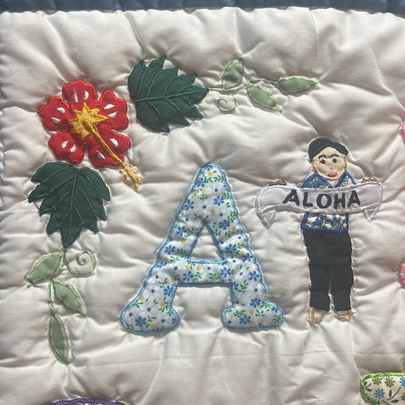 Hawaiian Alphabet ABC Keiki Baby Quilt Navy Colorful Aloha - Picture 3 of 8